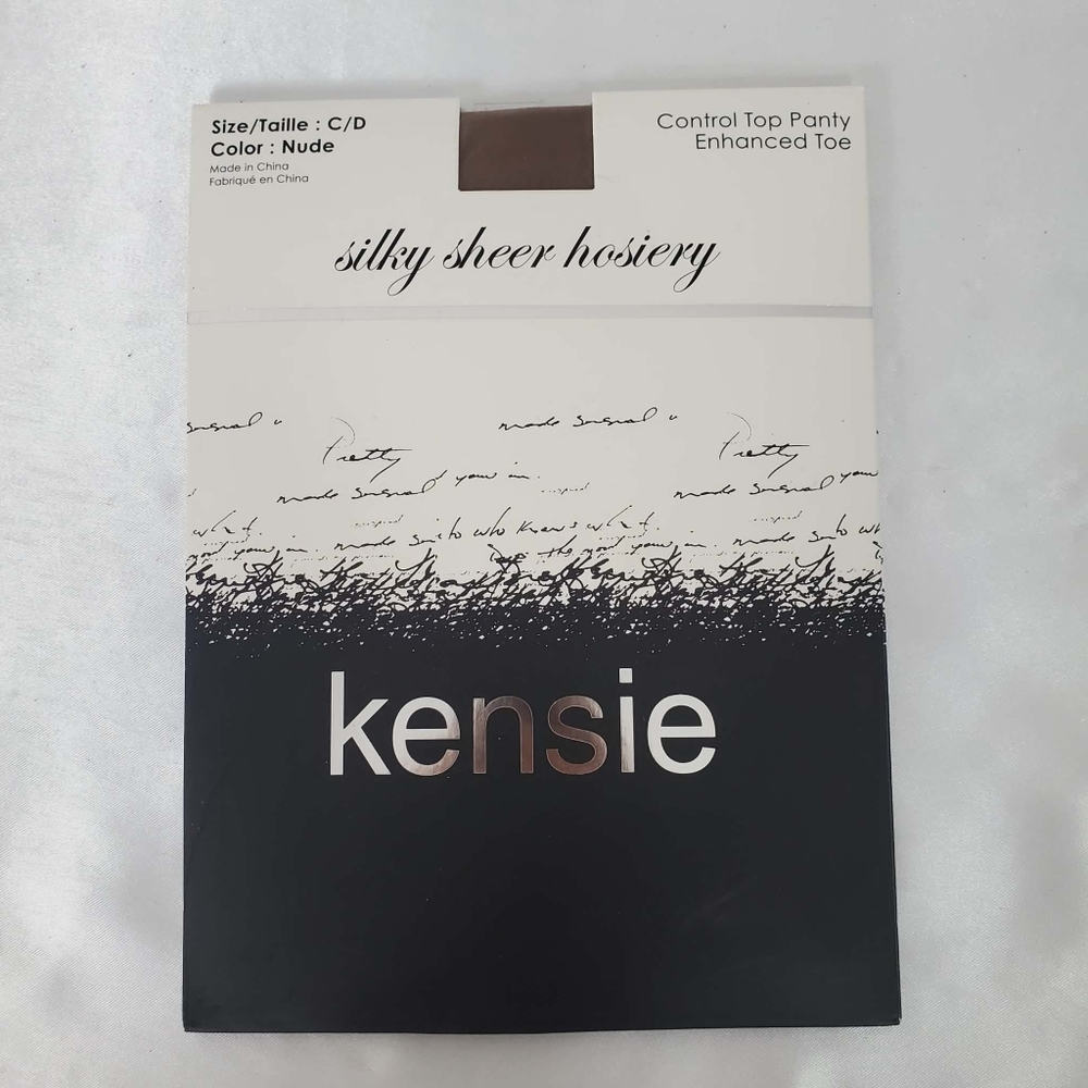 Kensie Control Top Silky Sheer Hosiery Stocking Size C- D Nude